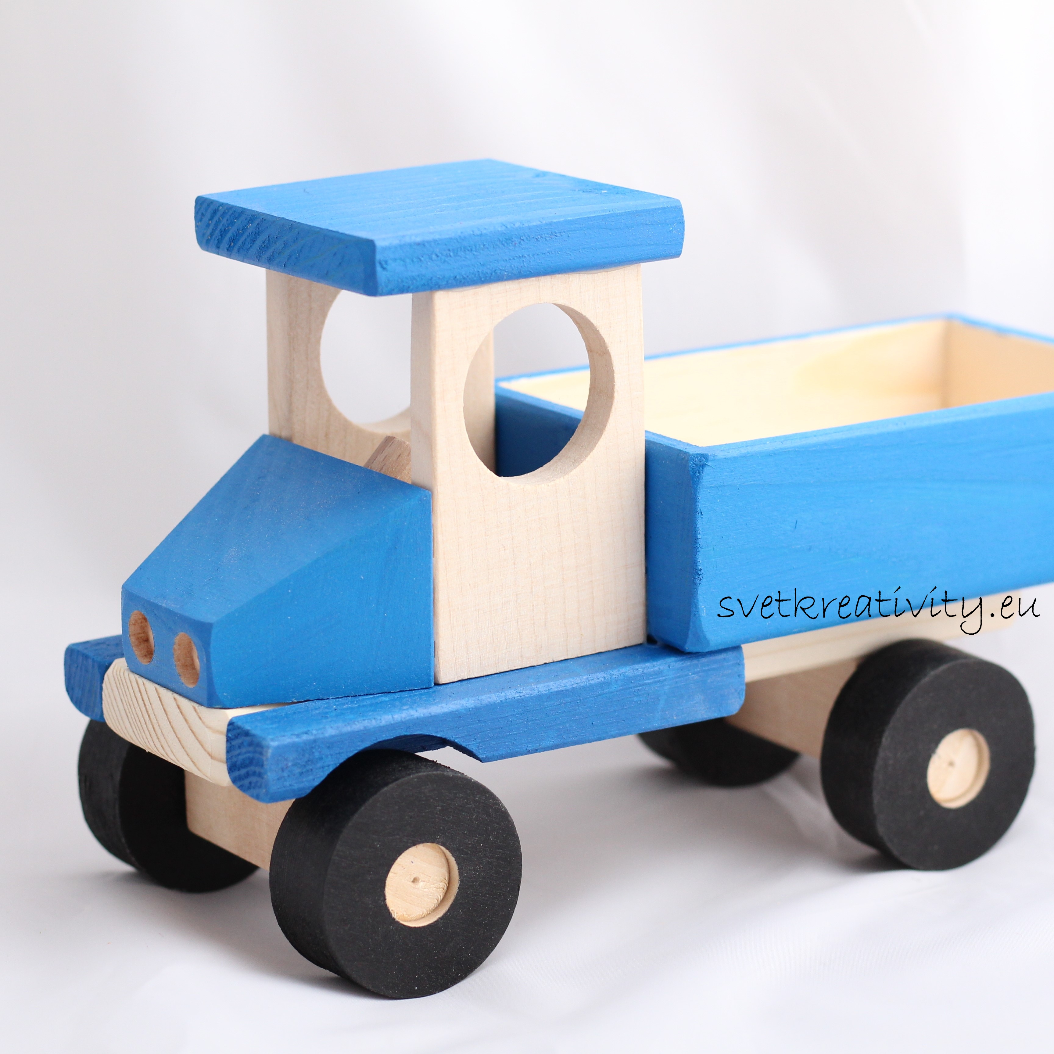 Dřevěné auto - Modrý náklaďák